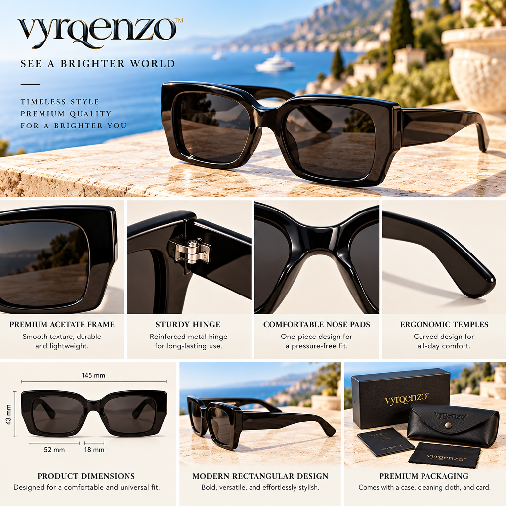 vyrqenzo™ Sculptural Rectangle Sunglasses front view