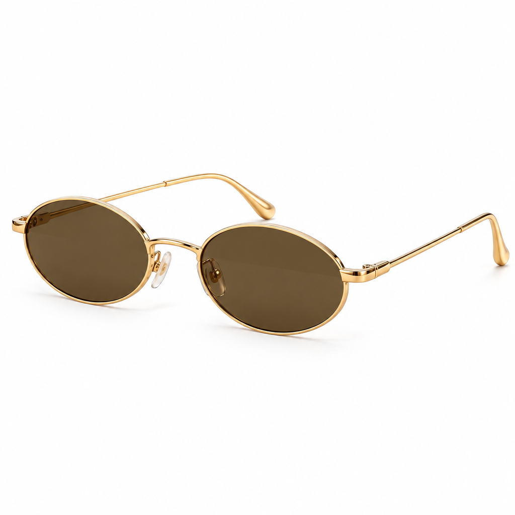 vyrqenzo™ Champagne Metal Oval Sunglasses front view