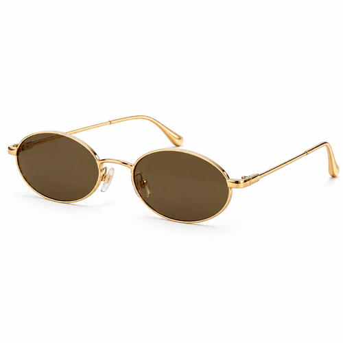 vyrqenzo™ Champagne Metal Oval Sunglasses front view