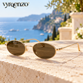 vyrqenzo™ Champagne Metal Oval Sunglasses image 4