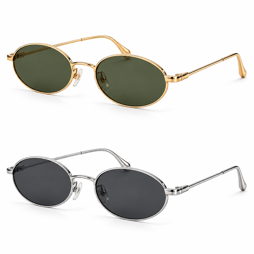 vyrqenzo™ Champagne Metal Oval Sunglasses image 5